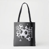 Zwart grijs voetbal blowout varsity strepen tote bag (Voorkant)