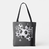 Zwart grijs voetbal blowout varsity strepen tote bag (Achterkant)