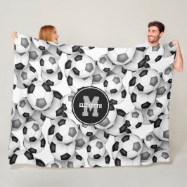 Zwart Grijs Voetbal Team Kleuren kinder Sportkamer Fleece Deken