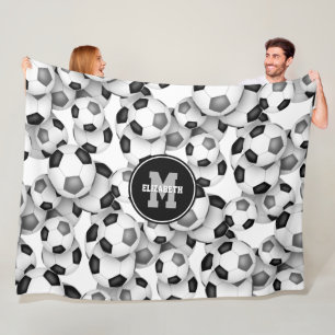 Zwart Grijs Voetbal Team Kleuren kinder Sportkamer Fleece Deken