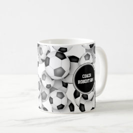 Zwart Grijs voetballen Team Kleuren Coach Cadeaus Koffiemok