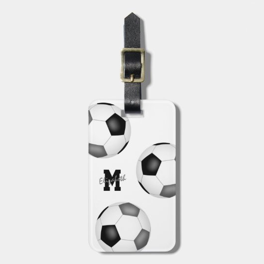 zwart grijs voetbalteam kleuren tas ID jongens Bagagelabel (Voorkant verticaal)