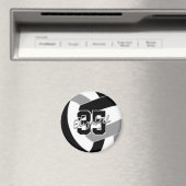 Zwart grijs volleybal team kleuren geschenken magneet (Insitu (Vaatwasser))