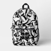 Zwart grijs volleybal team kleuren patroon bedrukte rugzak (Voorkant)