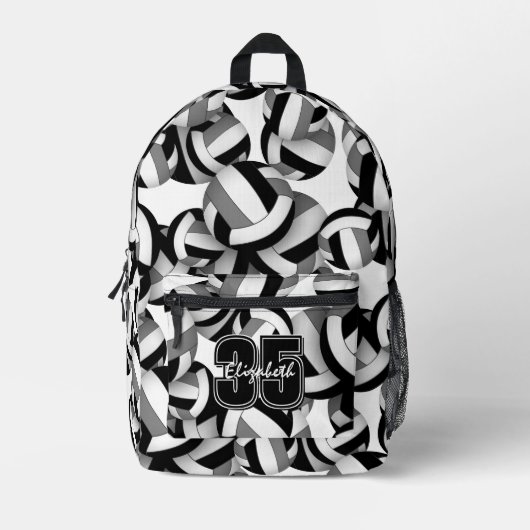 Zwart grijs volleybal team kleuren patroon bedrukte rugzak (Voorkant)