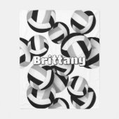 Zwart Grijs Volleyballen Meisjes Sportkamer Decor Fleece Deken (Voorkant)