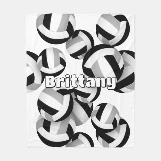 Zwart Grijs Volleyballen Meisjes Sportkamer Decor Fleece Deken (Voorkant)