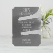 Zwart & Grijs vrijgezellenfeest uitnodiging (Staand voorkant)