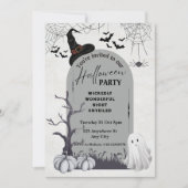 Zwart Grijs Wickedly Spooky Ghost Halloween Kaart (Voorkant)