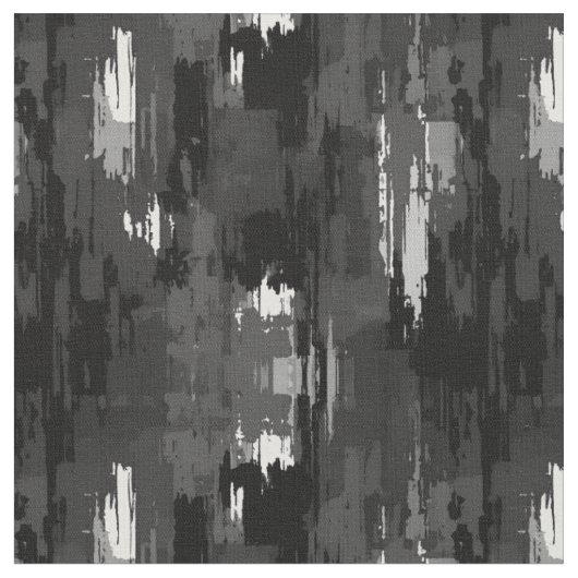 Zwart / Grijs / Wit Abstract Paint Stof (Close Up)