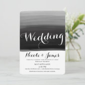 Zwart Grijs Wit Aquarel Modern Glam Bruiloft Kaart (Staand voorkant)