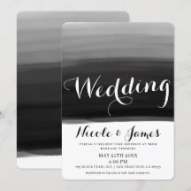 Zwart Grijs Wit Aquarel Moderne Glamour Bruiloft
