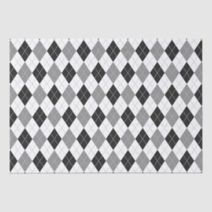 zwart grijs wit argyle plaid tissuepapier