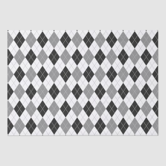 zwart grijs wit argyle plaid tissuepapier (Voorkant)