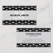Zwart grijs wit Chevron Zigzag Monogram Visitekaartje (Voorkant / Achterkant)