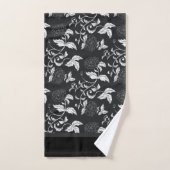 Zwart grijs wit elegant modern Floral Leaf Bad Handdoek (Handdoek)