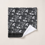 Zwart grijs wit elegant modern Floral Leaf Bad Handdoek (Wasdoekje)