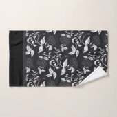 Zwart grijs wit elegant modern Floral Leaf Bad Handdoek (Handdoek)