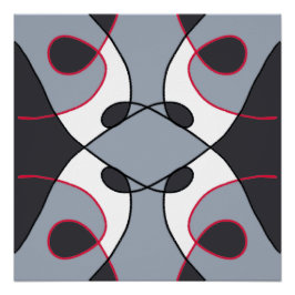 Zwart, grijs, wit en rood abstract ontwerp perfect poster