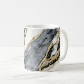 Zwart Grijs Wit Goud Marmer Wervelend Abstract Koffiemok (Voorkant rechts)