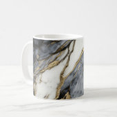 Zwart Grijs Wit Goud Marmer Wervelend Abstract Koffiemok (Voorkant links)