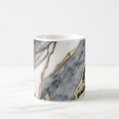 Zwart Grijs Wit Goud Marmeren Swirl Abstract Koffiemok (Center)