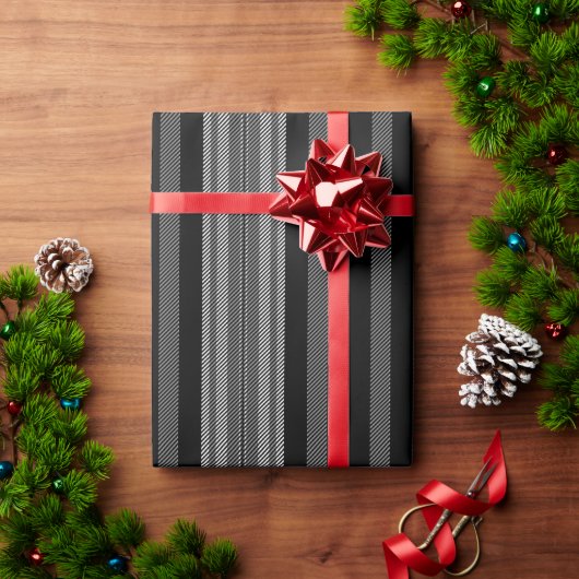 zwart grijs wit grafisch streepjespatroon cadeaupapier (Feestdagen Geschenken)