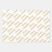 Zwart grijs wit kerstgoudschrift inpakpapier vel (Voorkant 3)