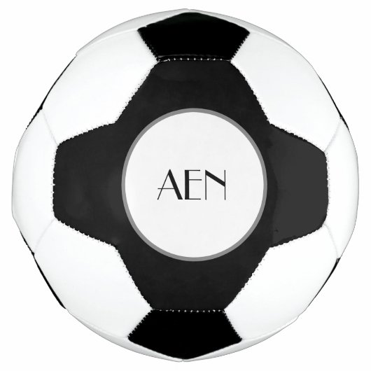 Zwart grijs wit met monogram voetbal (Voorkant)