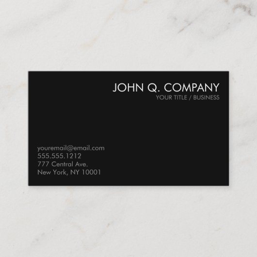 Zwart grijs wit minimaal basisVisitekaartje Visitekaartje (Voorkant)