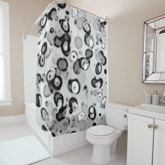 ZWART GRIJS WIT MODERN TRENDY EENVOUDIG ABSTRACT DOUCHEGORDIJN (In situ)