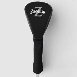 Zwart Grijs Wit Monogram Gepersonaliseerd Golfheadcover