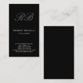 Zwart Grijs Wit Monogram Manager Visitekaartje (Voorkant / Achterkant)