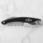 Zwart grijs wit monogram op maat kurkentrekker (Achterkant)