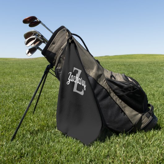 Zwart Grijs Wit Persoonlijk Monogram Golfhanddoek (Groen)