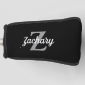 Zwart Grijs Wit Persoonlijk Monogram Golfheadcover (Voorkant)