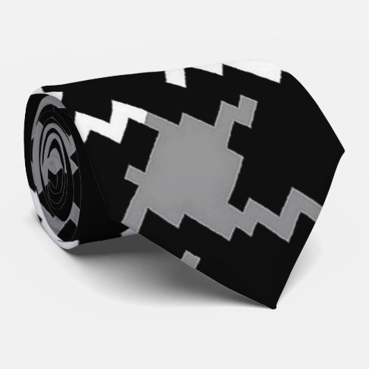 Zwart Grijs & Wit Plaid Kerst stropdas (Opgerold)