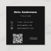 Zwart grijs wit QR code minimalist Vierkante Visitekaartje (Achterkant)