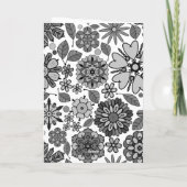 Zwart Grijs Wit Retro Floral Art Naadloos Patroon Kaart (Achterkant)