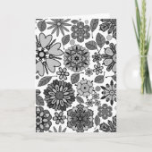 Zwart Grijs Wit Retro Floral Art Naadloos Patroon Kaart (Voorkant)