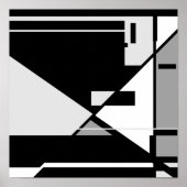 Zwart grijs wit "Sitting Man" Geometrisch ontwerp Poster (Voorkant)
