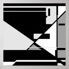 Zwart grijs wit "Sitting Man" Geometrisch ontwerp Poster
