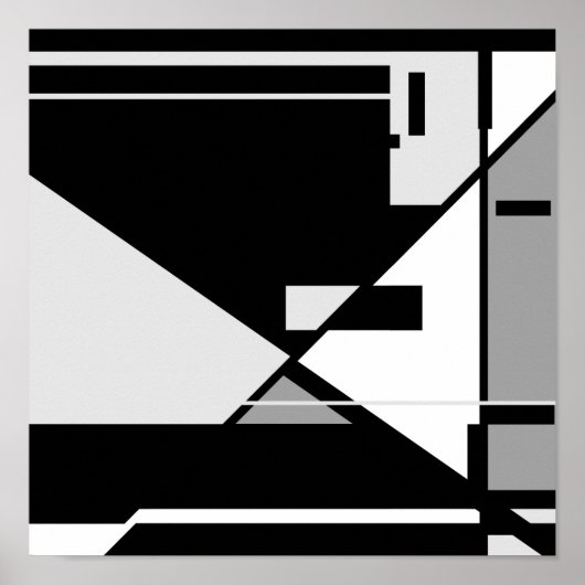 Zwart grijs wit "Sitting Man" Geometrisch ontwerp Poster (Voorkant)