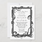 Zwart/Grijs Wit Swirl Lijst bruiloft uitnodigingen (Achterkant)