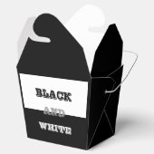 Zwart grijs wit tekst en effen kleuren ontwerp bedankdoosjes (Geopend)