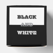 Zwart grijs wit tekst en effen kleuren ontwerp bedankdoosjes (Bovenkant)