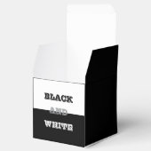 Zwart grijs wit tekst en effen kleuren ontwerp bedankdoosjes (Geopend)