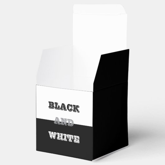 Zwart grijs wit tekst en effen kleuren ontwerp bedankdoosjes (Geopend)