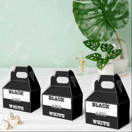 Zwart grijs wit tekst en effen kleuren ontwerp bedankdoosjes