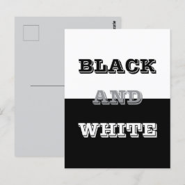 Zwart grijs wit tekst en effen kleuren ontwerp briefkaart